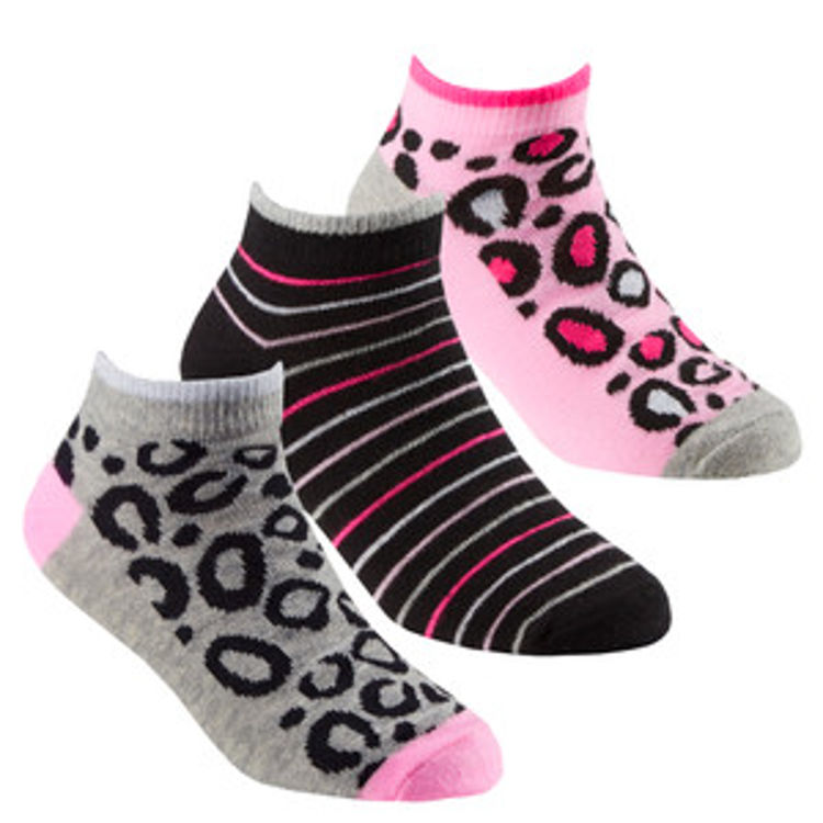 Picture of 43B689-Girls ANKLE Trainer Liner Low Cut Socks -ANIMAL PRINT